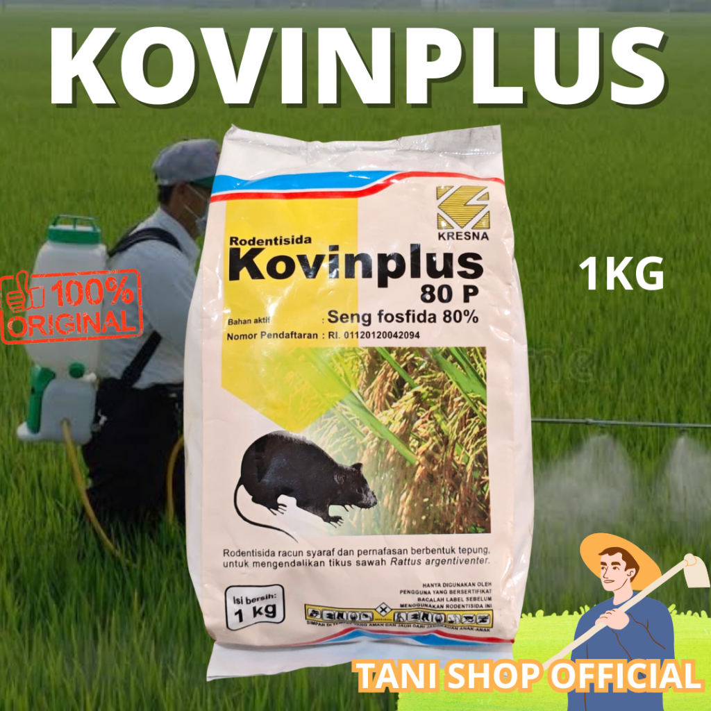 KOVINPLUS 80 P 1 KG RODENTISIDA RACUN TIKUS SAWAH SENG FOSFIDA 80% KRESNA