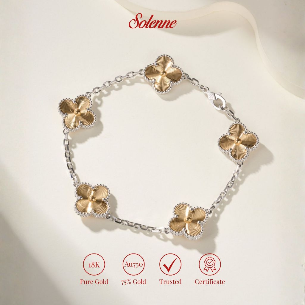 Solenne [18K/750 Emas] – Gelang Clover Gold Semanggi Lima VCA Limited