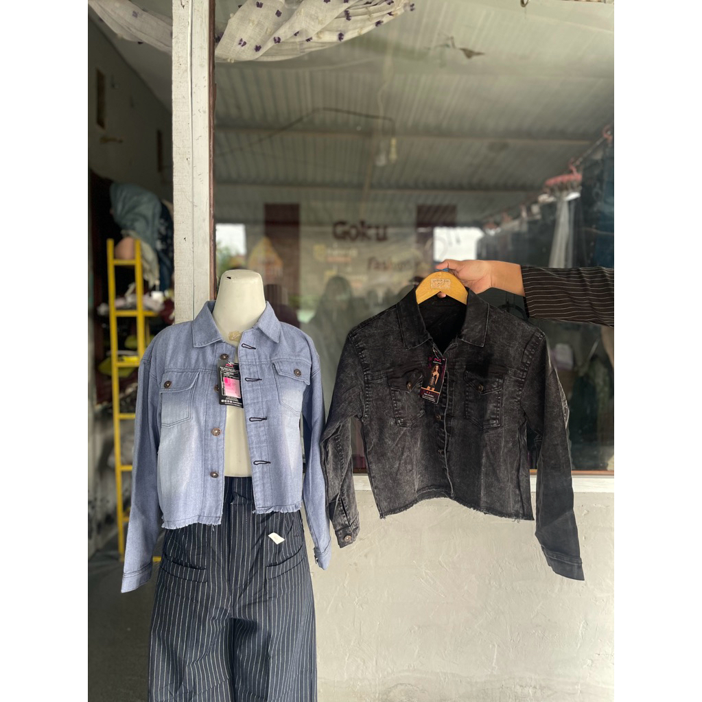 jacket Jeans wanita crop top  terbaru kekinian