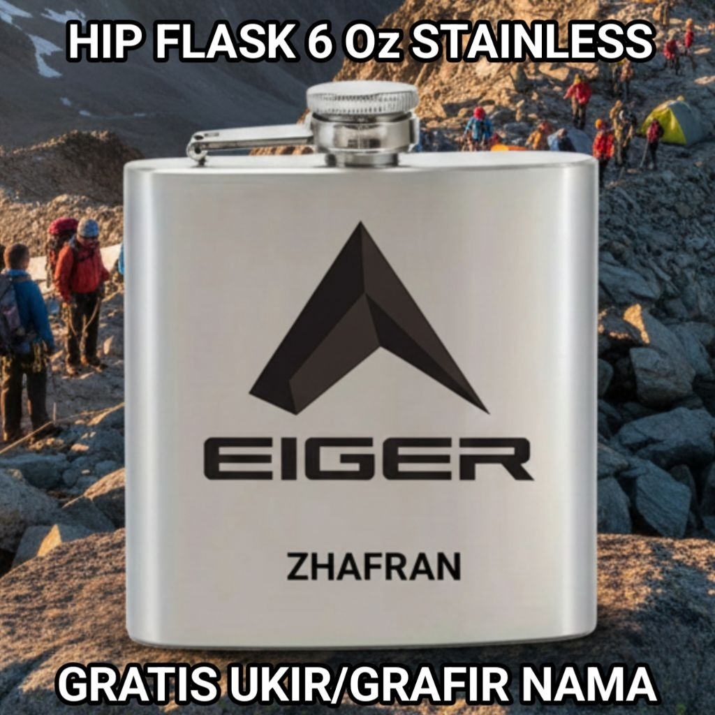Hip Flask Botol Minum Stainless 6 Oz Gratis Grafir Nama Simple Praktis San Keren