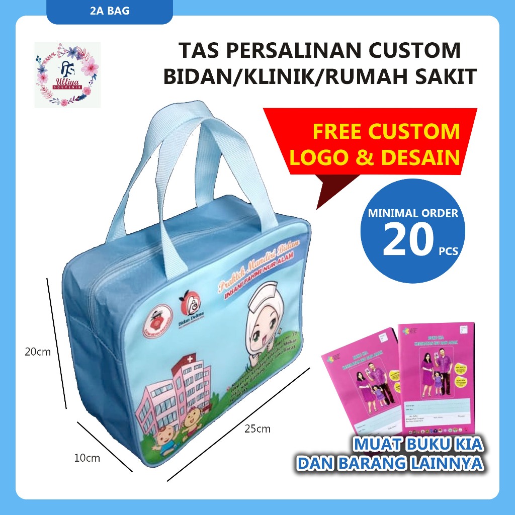 2S-BAG Tas Partus Persalian Tebal BISA CUSTOM NAMA BIDAN Murah Tas Rumah Sakit, Puskesmas, Klinik