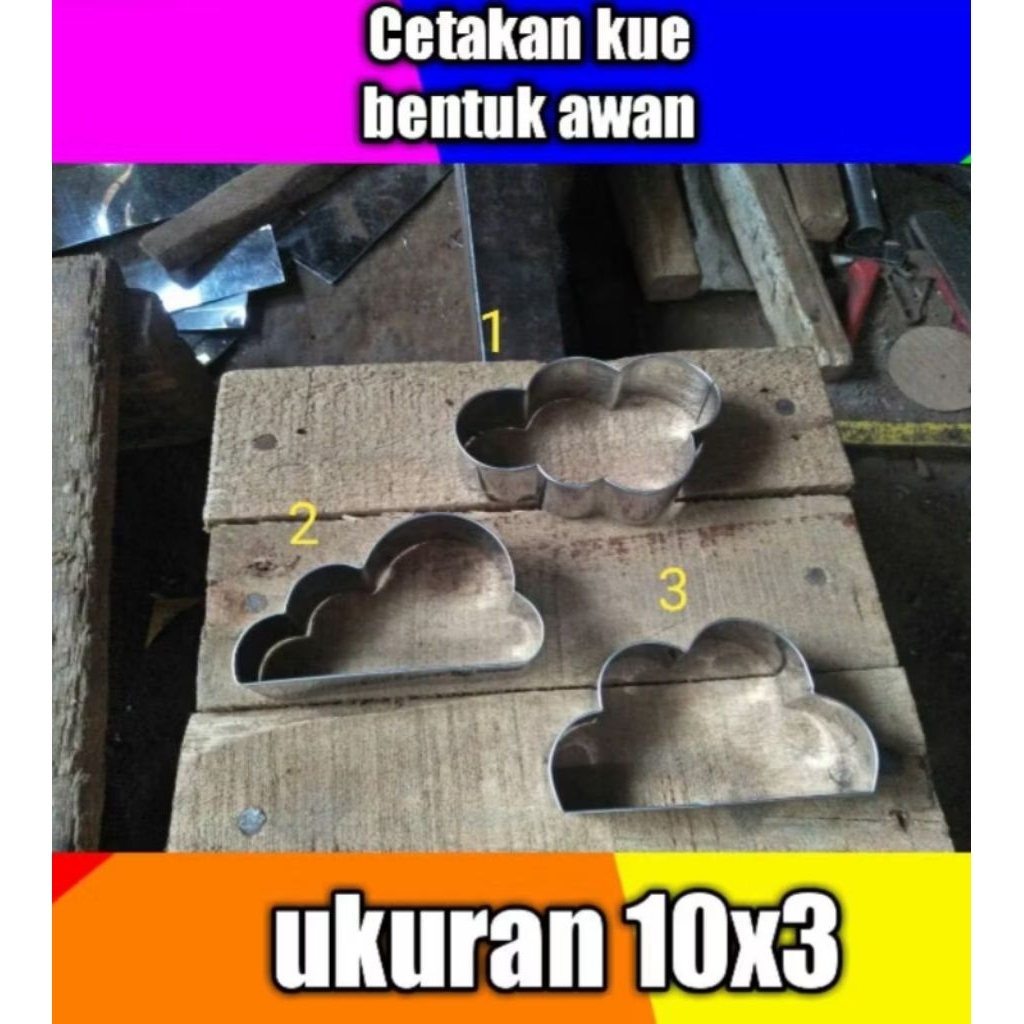 COKIES CUTER BENTUK AWAN / CETAKAN KUE KERING AWAN / ROTI BENTUK AWAN /NASTAR BENTUK AWAN DM 10 T 3C