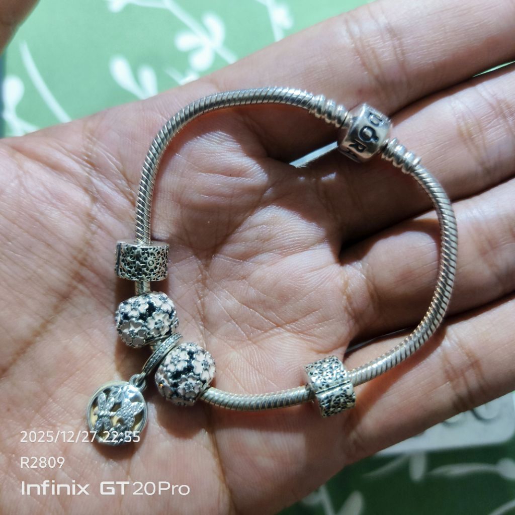 Gelang Pandora Springtime Butterfly Flowers 5 Charm 925 Ale Original