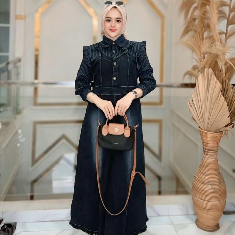 Ella Trendy Gamis Premium Jeans street_semi wol Lucinta