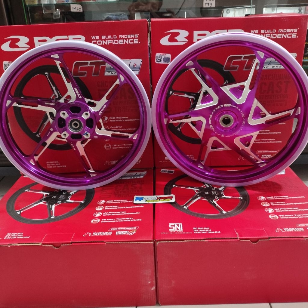VELG RCB CT600 VELG CNC UNGU BUAT BUAT YAMAHA MIO / MIO SOUL / MIO SPORTY / MIO SMALL FINO KARBU