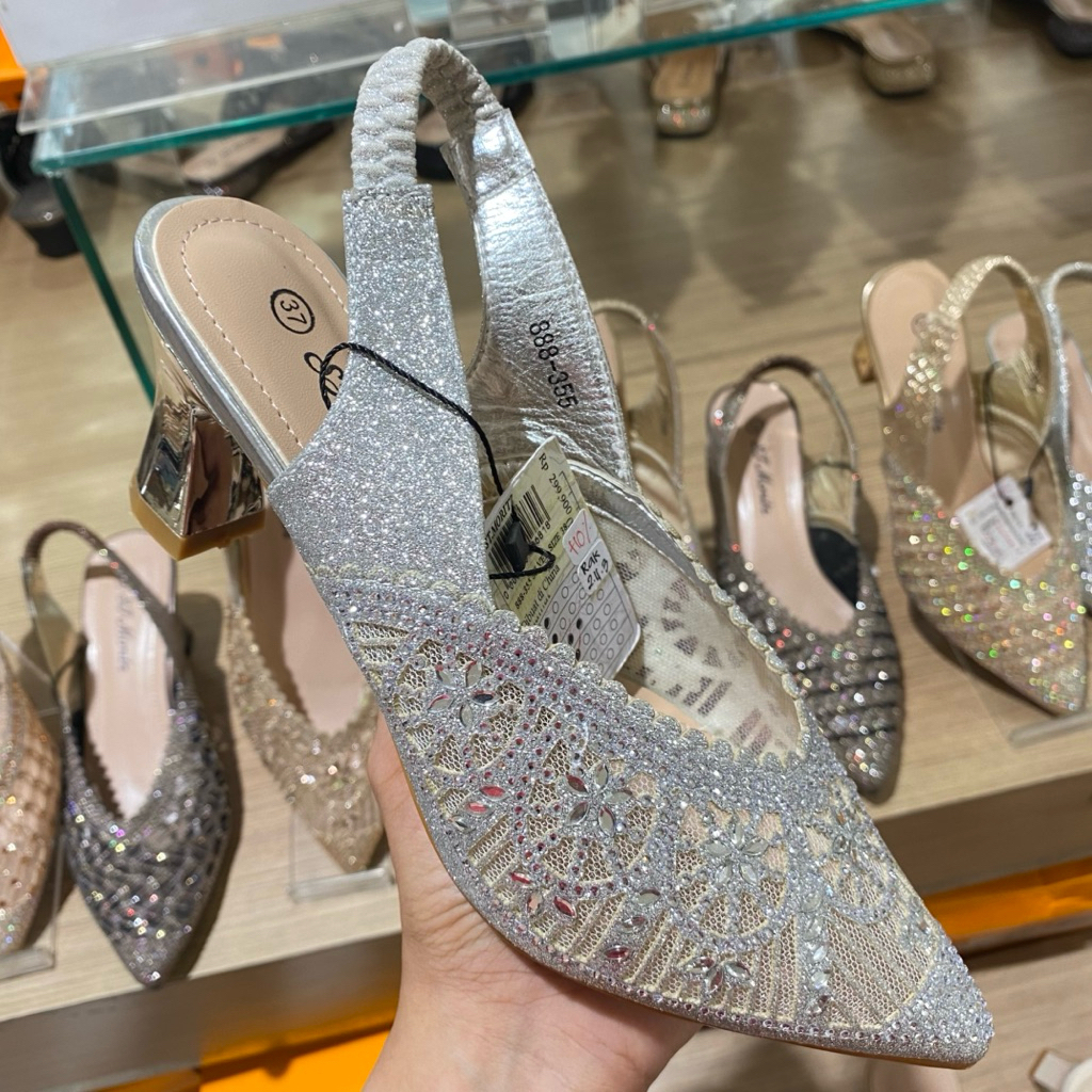 St. Moritz Sepatu Heels Pesta Wanita Berbahan Mesh kristal