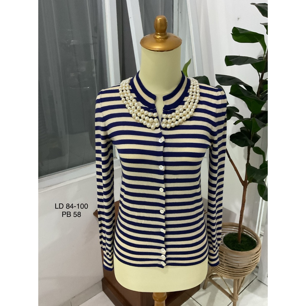 Cardigan Moschino Stripe Pearl/Cardigan mutiara moschino
