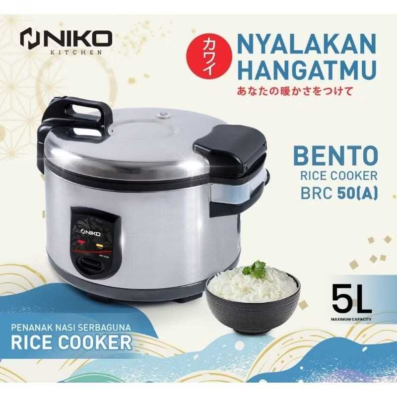 NIKO Penanak Nasi Rice Cooker Jumbo 5 Liter BRC 50 Kapasitas Besar 5L Rumah Multifungsi Nasi Listrik