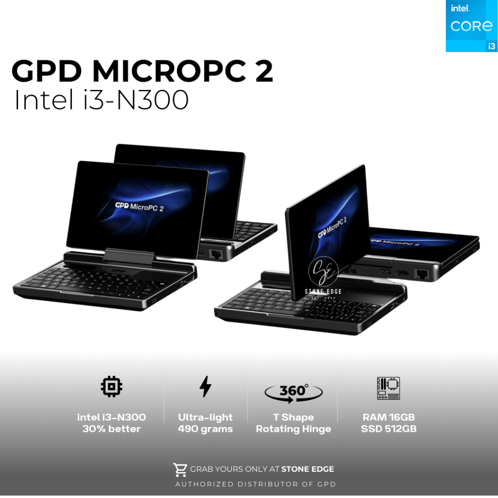 GPD MicroPC 2 MicroPC 2 Laptop Mini Layar 360 derajat Bisa Tablet Mode Touchscreen Windows 11 Proces