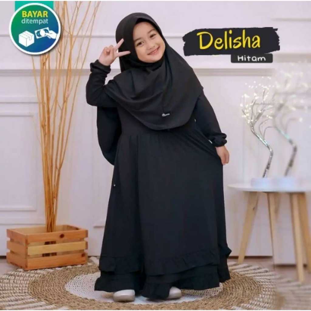 COD Gamis Anak Perempuan Delisha Nyaman Ukuran 3-12 Tahun