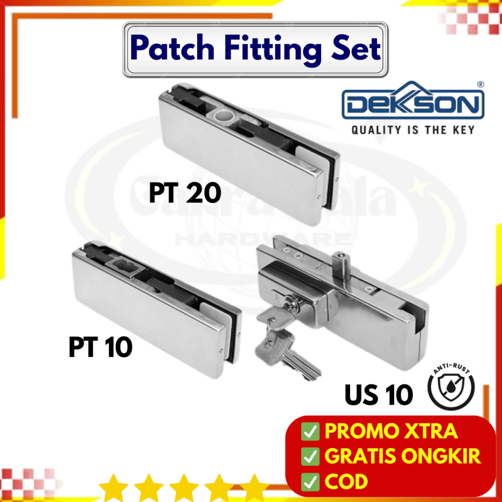 Engsel Pintu Kaca Dekson Patch Fitting Komplit 1 Set