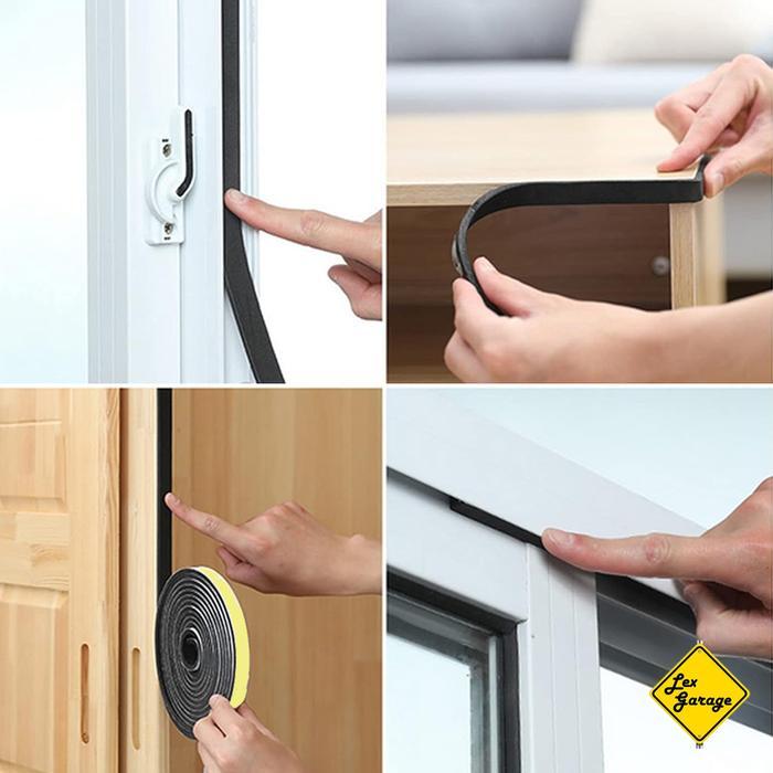 Thebest- Door Seal Strip Busa Foam Peredam Suara Penutup Celah Pintu Jendela