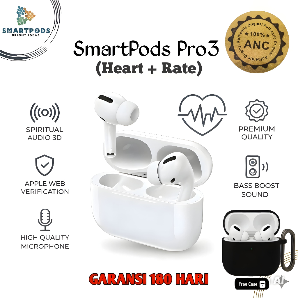 SmartPods Pro3 100& ANC + HEART RATE Wirelles SmartPods