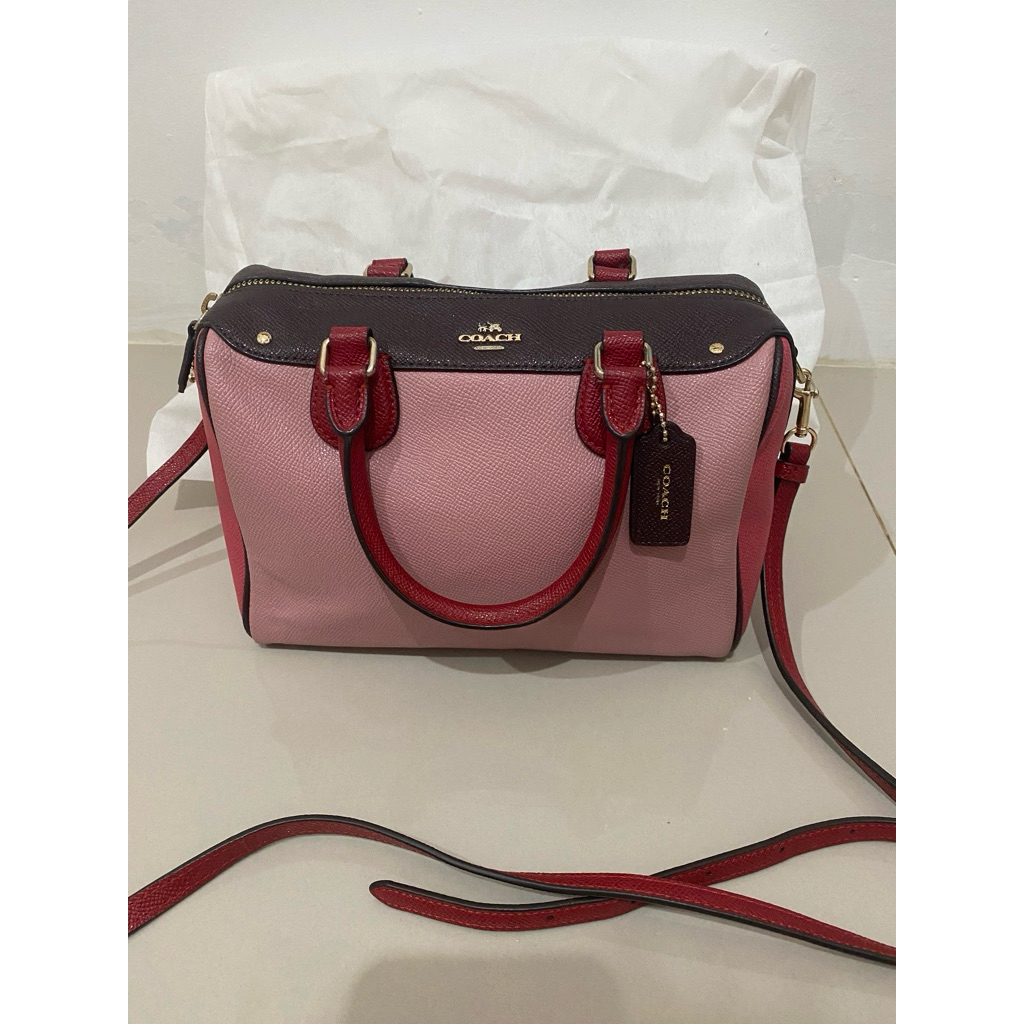 tas bag coach mini bennet multicolour pink original 100%