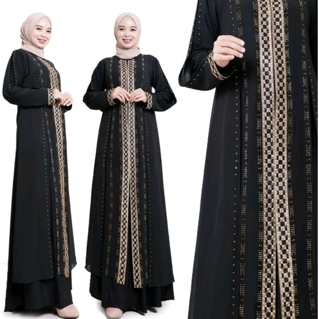 Abaya Turki Amarta 476 Hitam, Gamis Wanita Bordir & Payet Mewah Elegan
