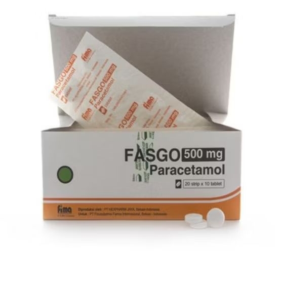 Fasgo 500mg / strip @10 tablet - Untuk menurunkan demam / Paracetamol