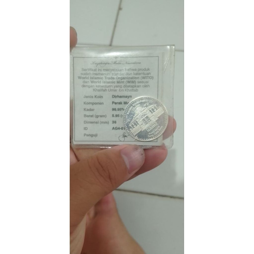 2 dirham keraton Kesepuhan Cirebon + sertifikat (perak asli)