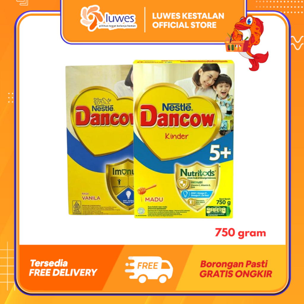 Dancow 5+ Susu Anak Usia Sekolah 750 gram | Dancow 5+ Rasa Madu/Vanilla susu bubuk 750gram