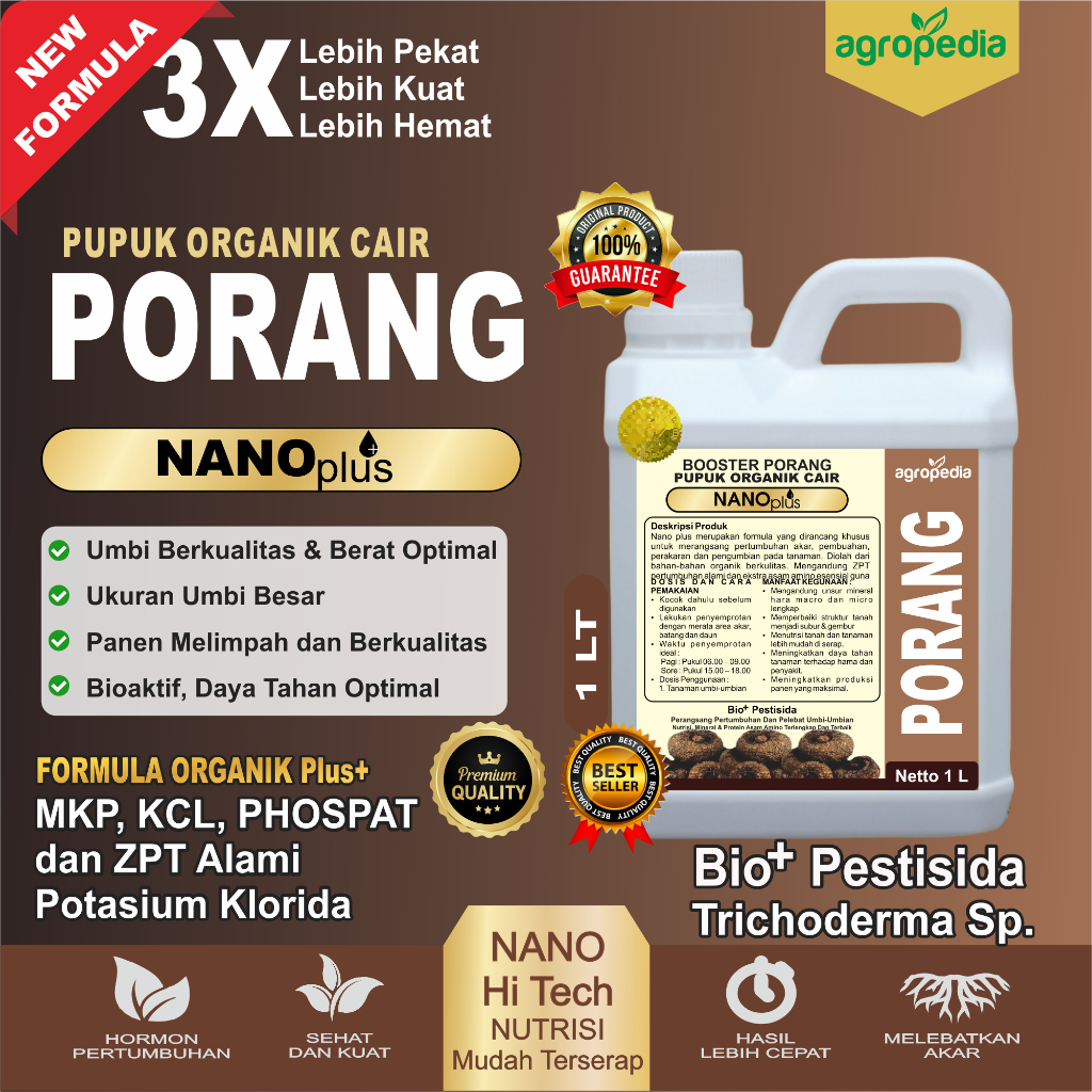 NANOplus Pupuk BOOSTER Tanaman Umbi Porang, Nutrisi Pupuk Cair  Umbi Porang , Pupuk Pelebat Tanaman 