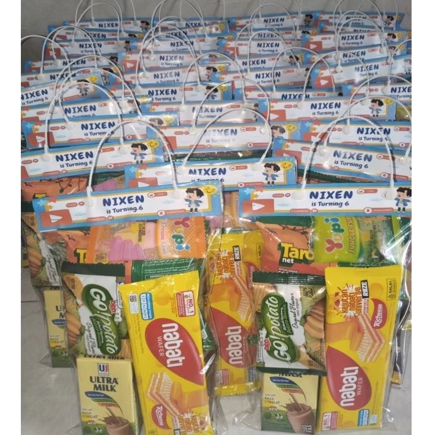 Plastik ulang tahun costum / Plastik opp bingkisan snack / Tas snack ulang tahun / Tas label ultah f