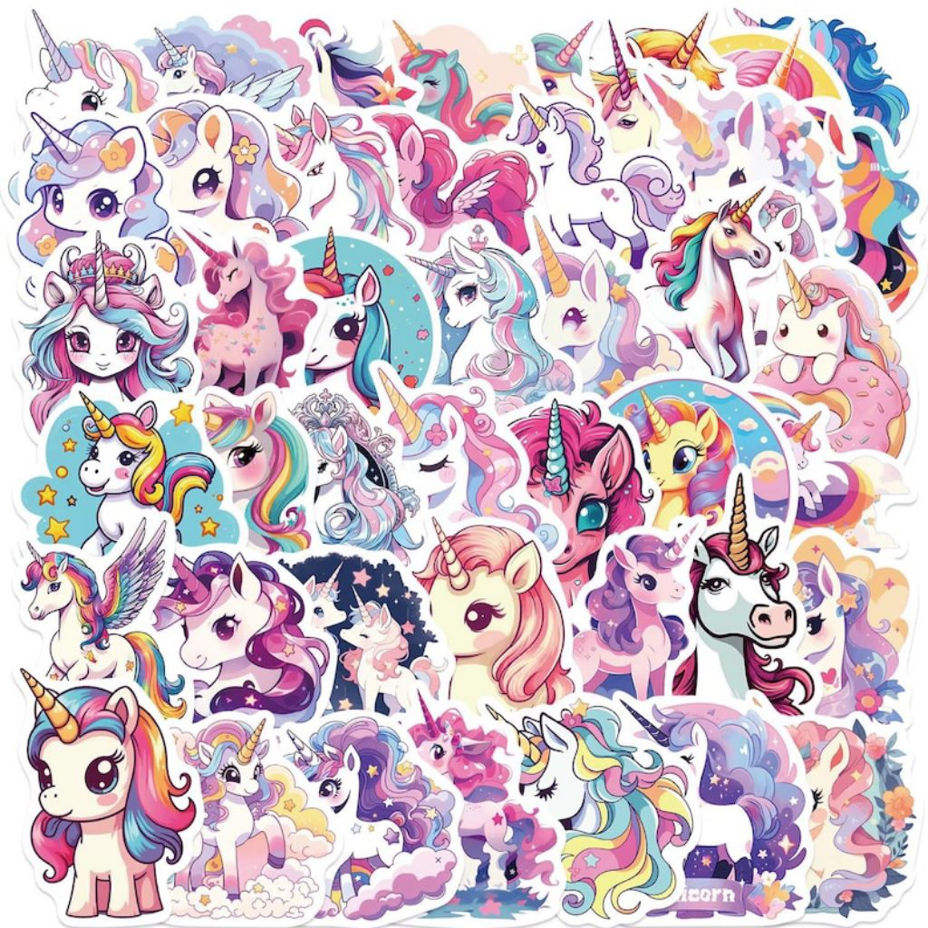 Stiker Unicorn Rainbow Aesthetic sticker 30 pcs Sticker Kuda Poni kawaii Aesthetic Stiker Jurnal