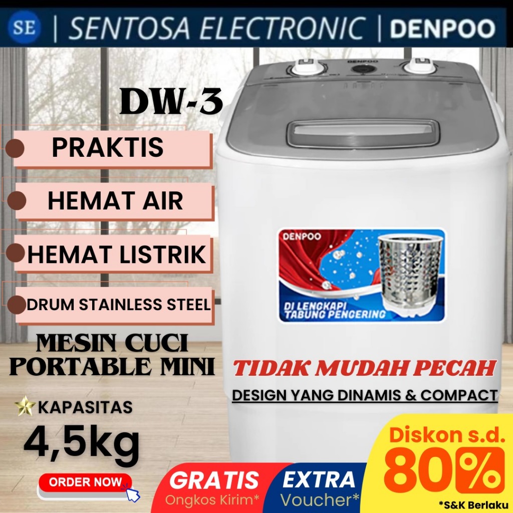 MESIN CUCI MINI DENPOO DW3 - MESIN CUCI PORTABLE