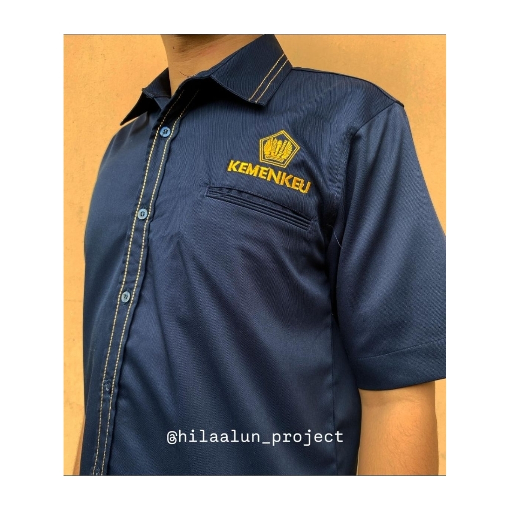 Seragam Kerja Kemenkeu Biru Lengan Pendek
