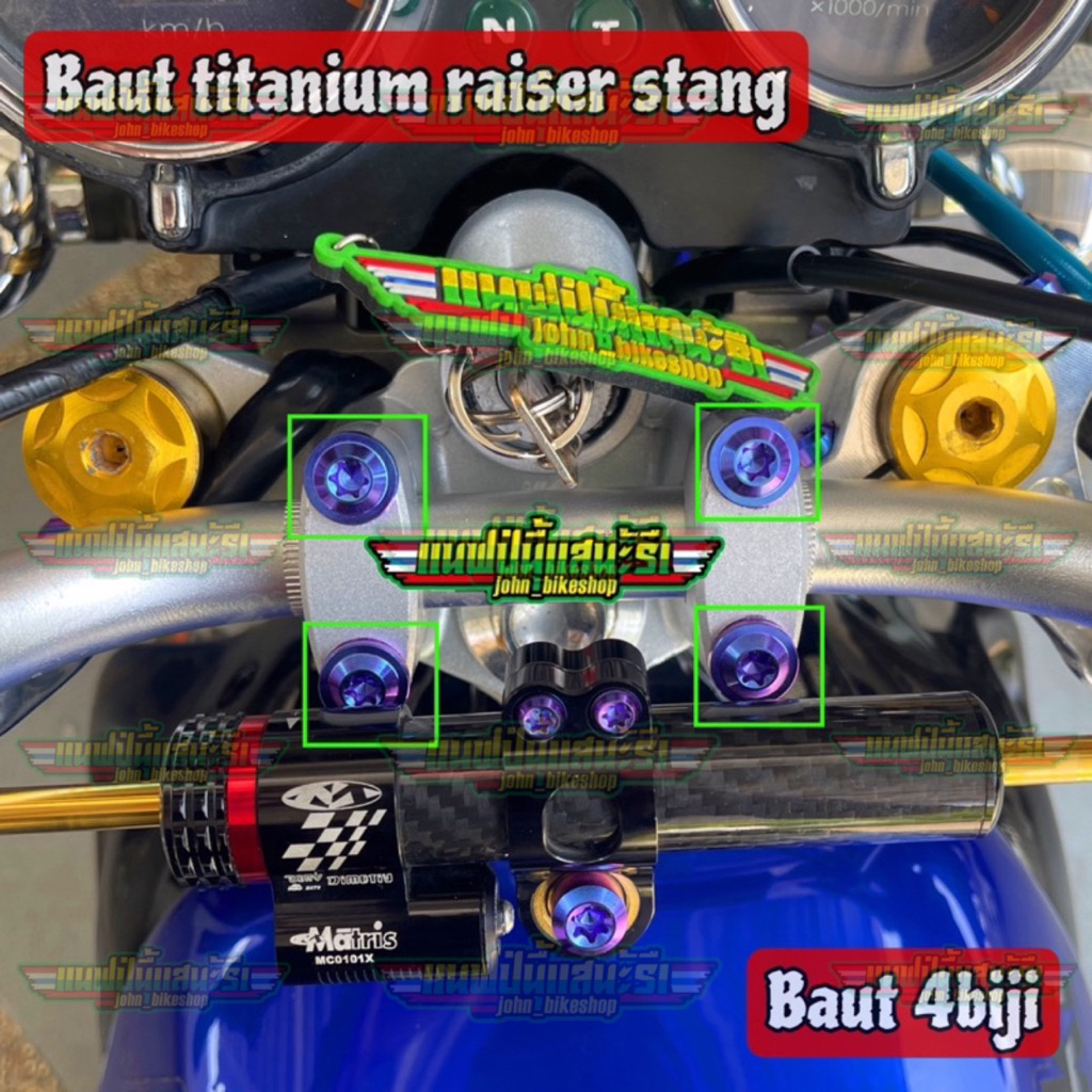 Baut Titanium Raiser Tutup Stang Ninja 150 R SS Vixion CB 150R CRF KLX DTracker PCX RX King Fino Sco