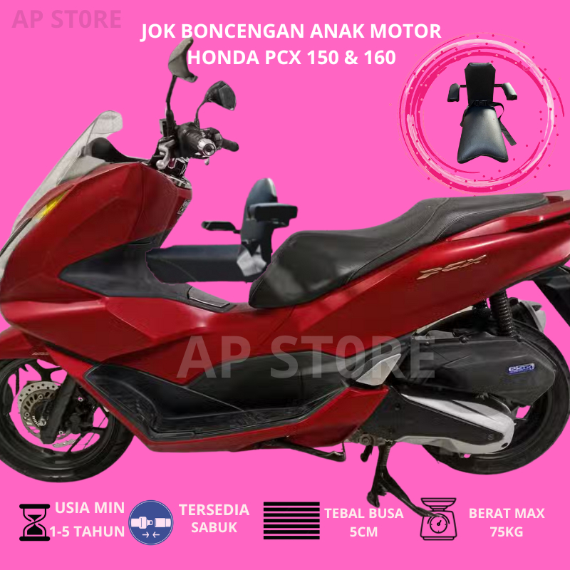 Jok Boncengan Anak Dengan Sandaran Motor PCX 160 & PCX 150 Dudukan Anak Dengan Sandaran Motor PCX 16