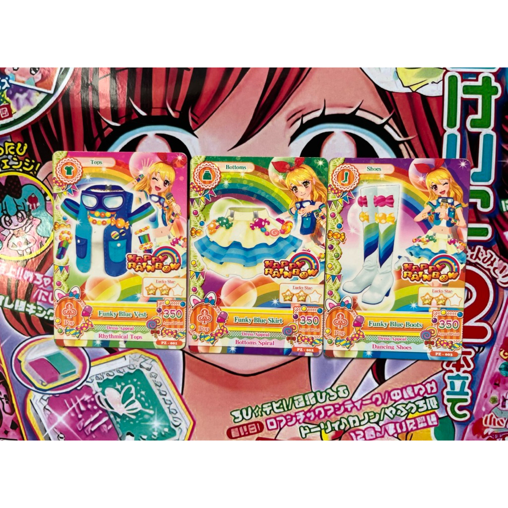 Kartu Aikatsu Official Promotion Card Ichigo Hoshimiya Funky Blue Coord Happy Rainbow Pop Tops Botto
