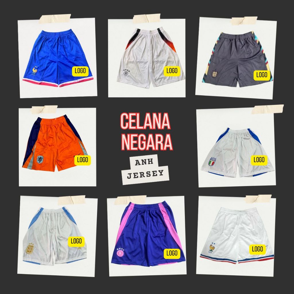 (CELANA) JERSEY BAJU BOLA NEGARA (PIALA EROPA, PIALA DUNIA) HOME AWAY