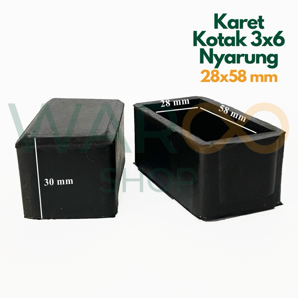 Pelindung Karet Alas Kaki Furniture Meja Kursi Rak Tutup Lubang Besi Hollow Holo 30x60 28x58 mm 3x6 