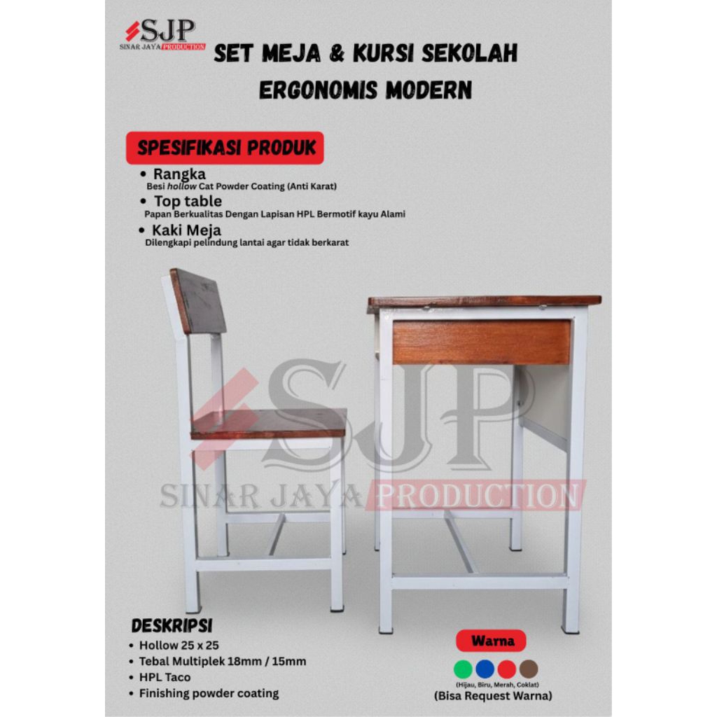 meja siswa siswi SD SMP SMA costum bahan hollow/besi 30x30