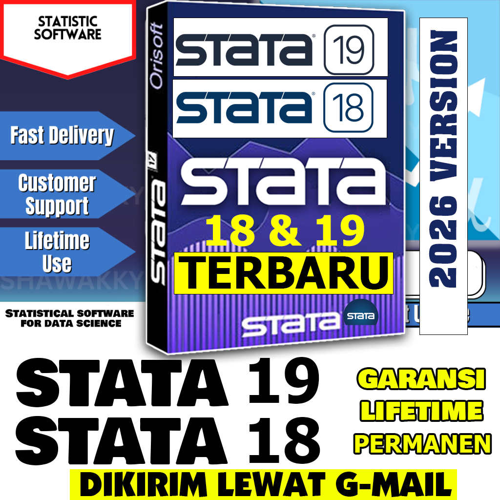 STATISTIK STATA 19 / STATA 18 / STATA 17 / STATA 16 / STATA 15 / STATA 14 Full Version Terbaru lifet