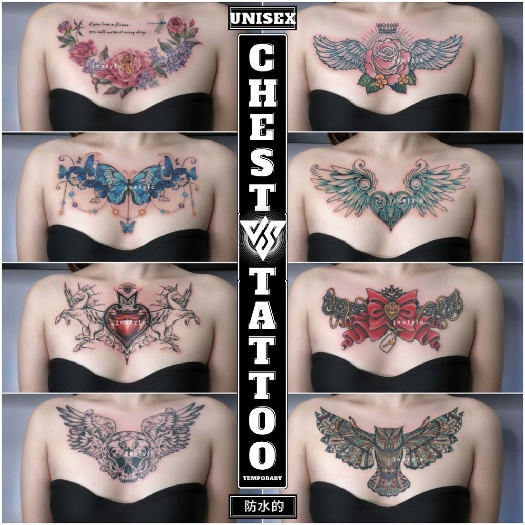 Dada Punggung Tattoo Temporary Temporer Tattoo Sementara Pria Wanita