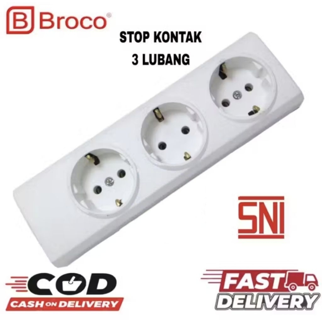 STOP KONTAK 3 LUBANG BROCO - STOP KONTAK MULTI OUTLET - TERMINAL 3 LUBANG