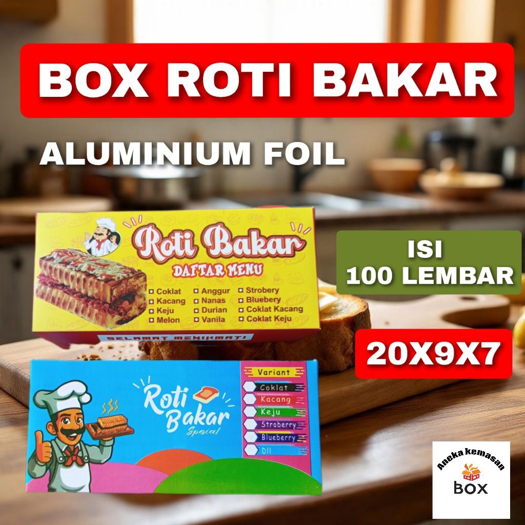 kardus roti bakar/ box roti bakar/ promo kardus roti bakar 100 lembar/ box roti bakar laminasi alumi