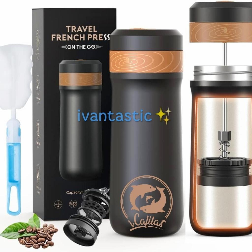 iCafilas French Press Coffee Maker Tumbler Travel Mug 2in1 Termos Stainless FrenchPress Pembuat Kopi