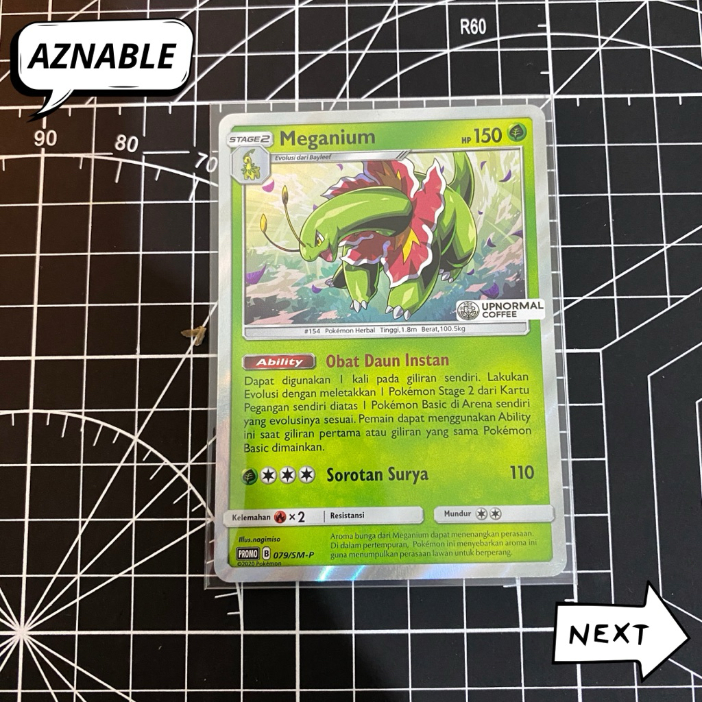 Kartu Promo Pokemon Upnormal Coffee | Meganium | Pokemon x Upnormal Coffee