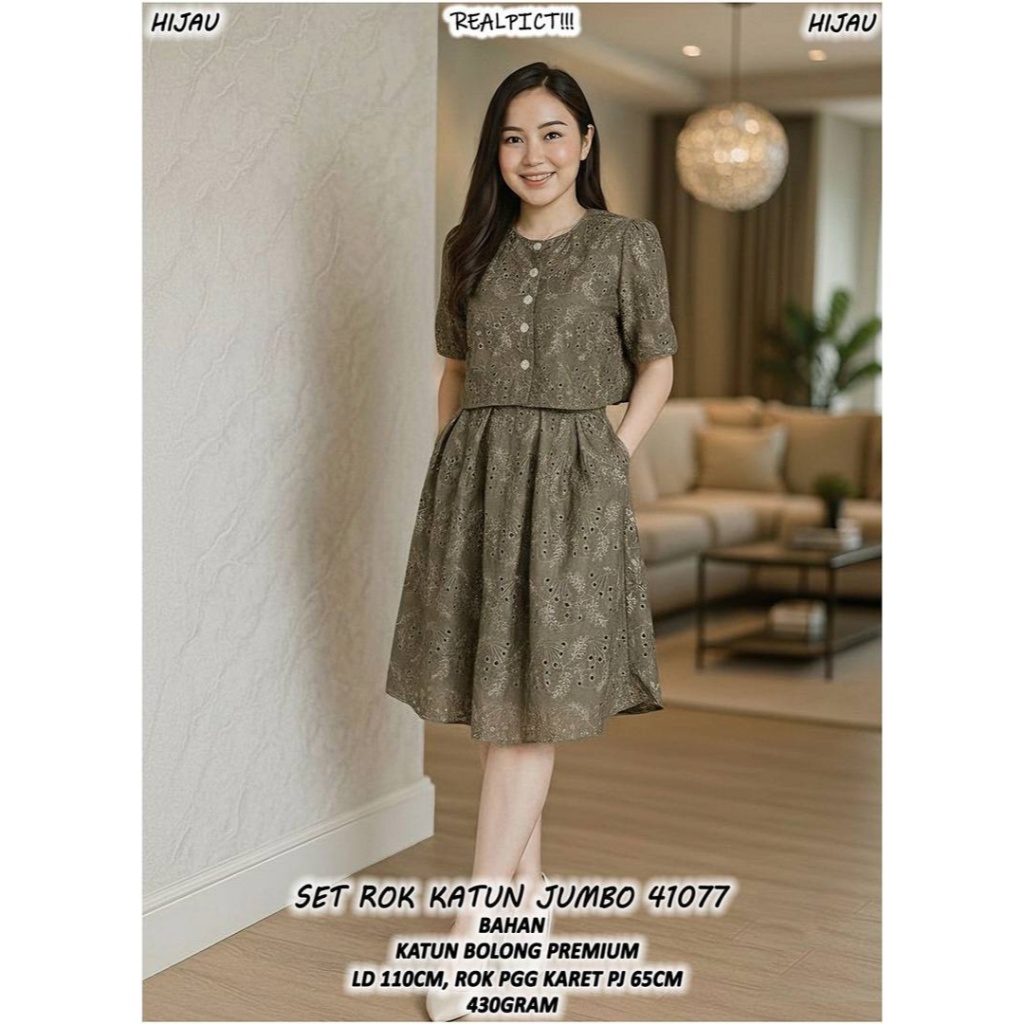Setelan 41077 Set Rok Katun Bolong Premium - KCB