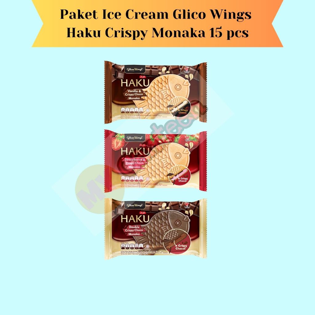 Paket Ice cream Glico WIngs Haku Crispy Monaka isi 15 pcs