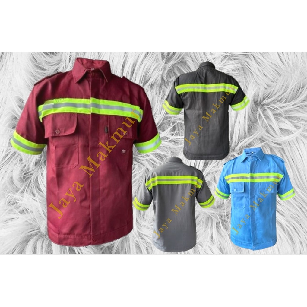Kemeja Safety / Baju Safety Lengan Pendek / Baju Proyek Lengan Pendek / Wearpack Safety Atasan / Wer