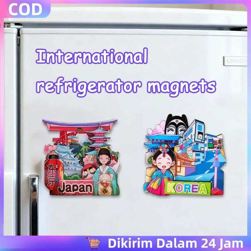 1pcs Hiasan Kulkas Magnet Kayu Tempelan Kulkas Korea Magnet Tempelan Kulkas Magnet Jepang