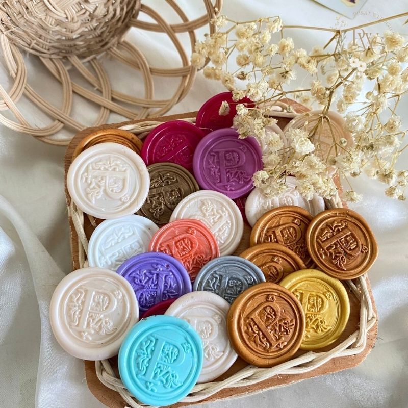 Huruf P - Stamp Lilin Instant Retro Vintage / Wax Seal Diy / Wax Seal Coin Bulat / Wax Seal Huruf In
