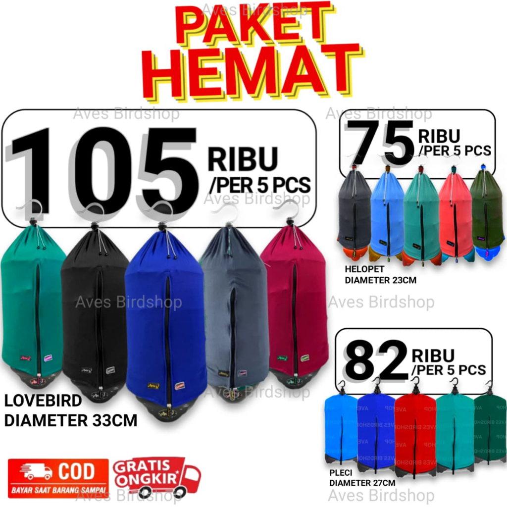 PAKET HEMAT / GROSIR KRODONG AVES SANGKAR LOVEBIRD PLECI HELOPET ISI 5 & 10 BAHAN KAOS TEBAL HALUS K