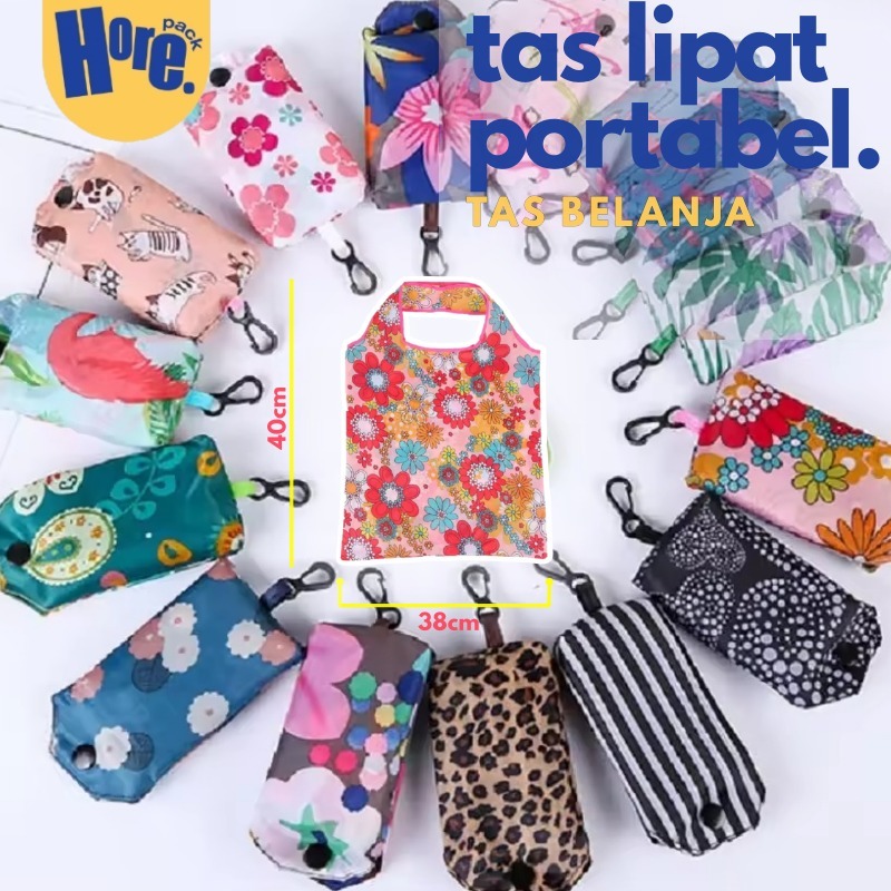 Tas Belanja Polyester Kain Tas Lipat Tas Belanja Lipat Portabel