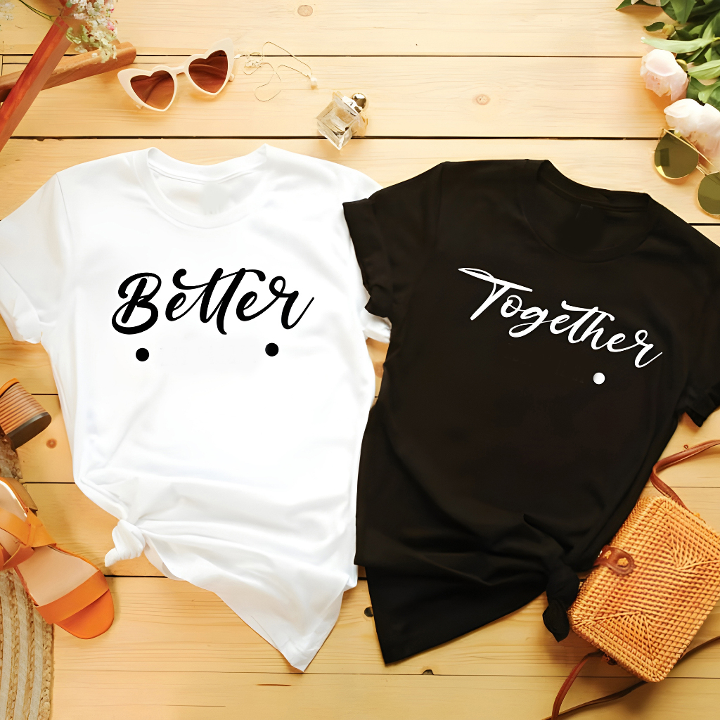 STOOND kaos Bucin Couple Desain Aesthetic ,kaos couple