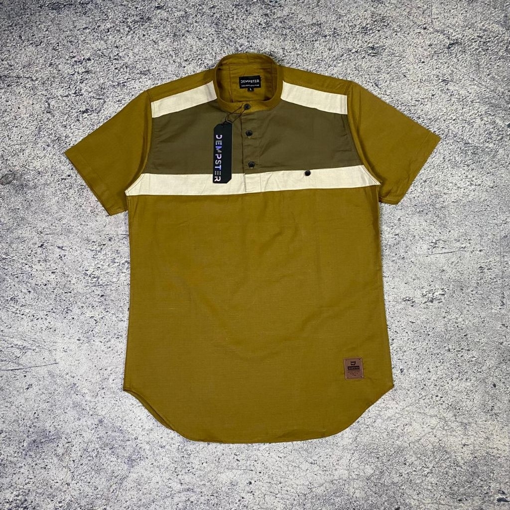 Baju Koko kurta pria Muslim lengan pendek kerah Shanghai