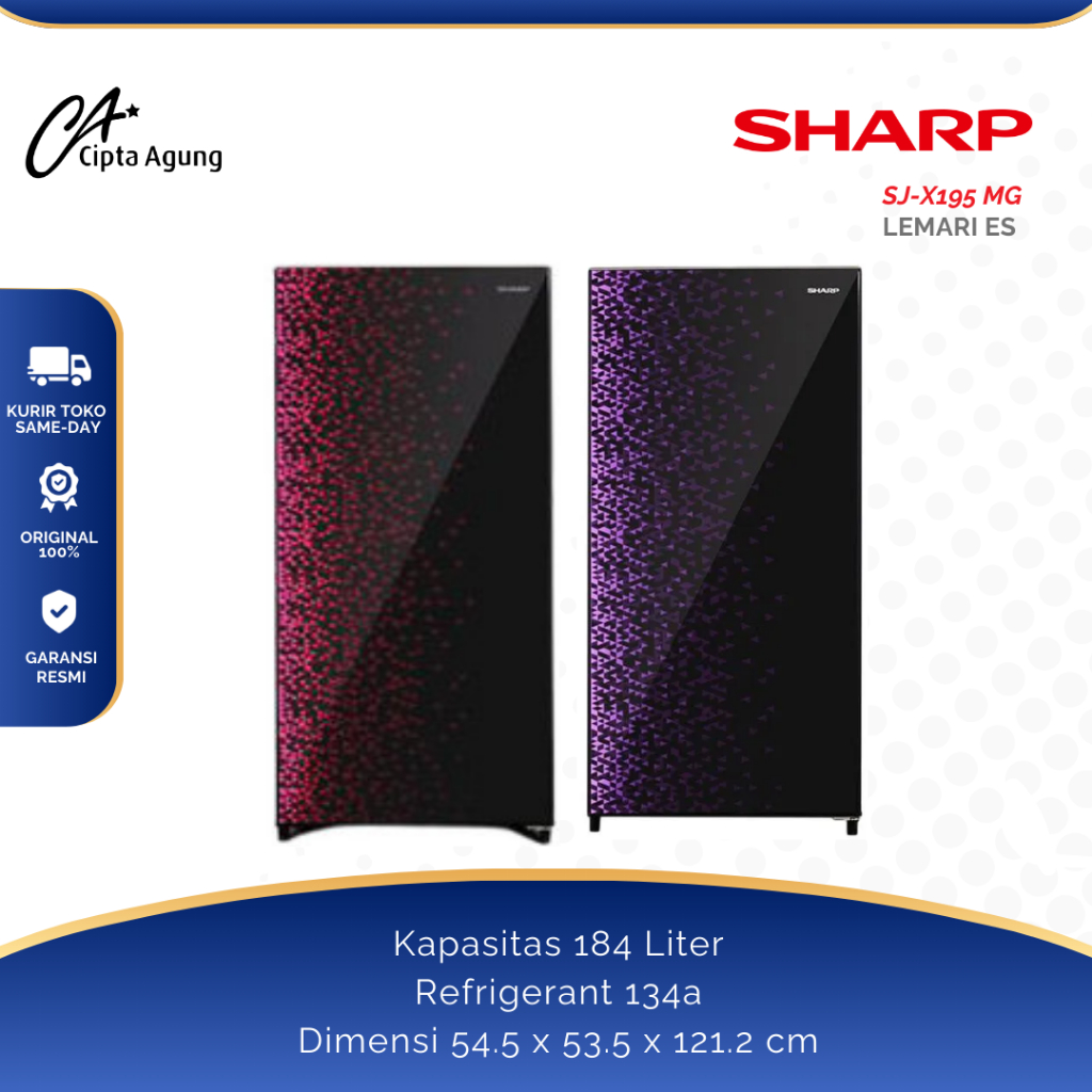 SHARP KULKAS ES 1 PINTU 184L 184 LITER SHARP SJ-X195MG-GB SJX-195MGGB SJX195MGGB SJX 195 MGGB SJX 19