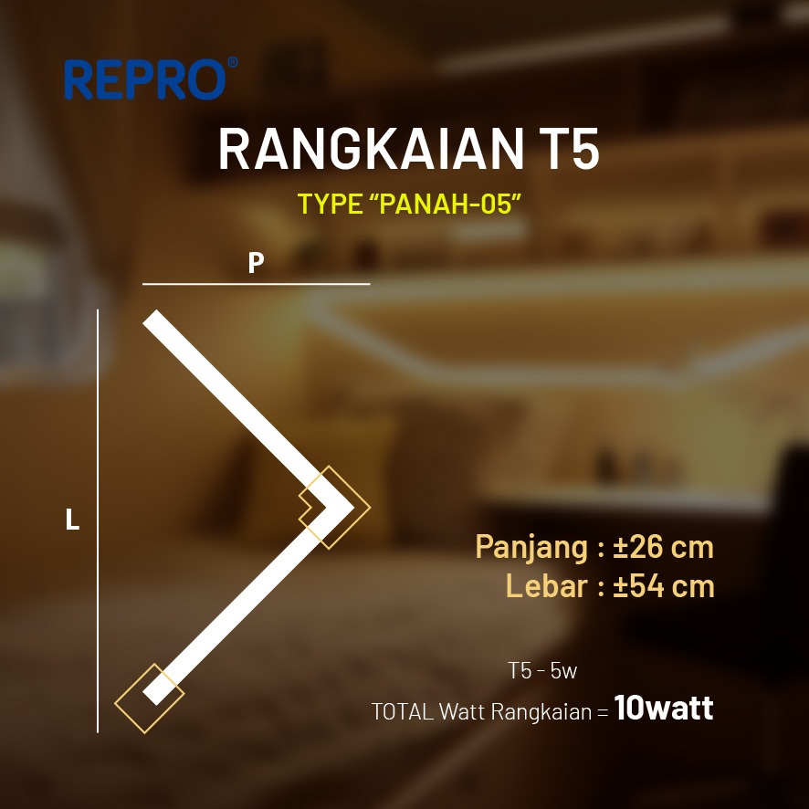 REPRO Rangkaian LED T5 PANAH All in Connector Lampu Adaptor Kabel